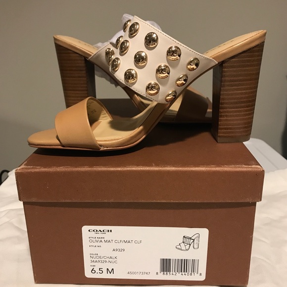 NIB Coach Olivia Studded Matte Calf Sandal - Picture 4 of 5